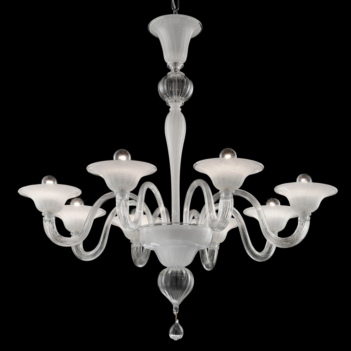 Doge 8 lights Murano chandelier - transparent white silver