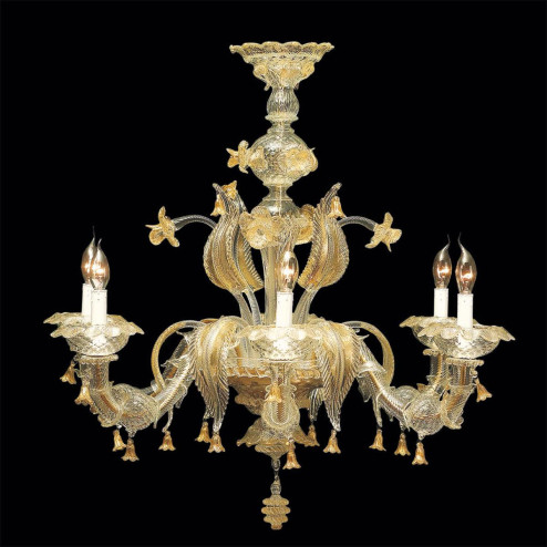 "Valeria" Murano glas Kronleuchter - 6 flammig - transparente und gold