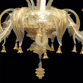 "Valeria" lustre en cristal de Murano - 6 lumières - transparent et or