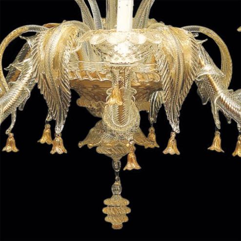 "Valeria" lampara de araña de Murano - 6 luces - transprarente y oro