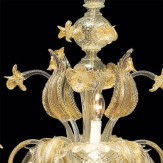 "Valeria" lustre en cristal de Murano - 6 lumières - transparent et or