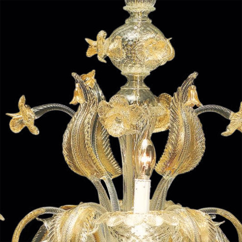 "Valeria" Murano glas Kronleuchter - 6 flammig - transparente und gold