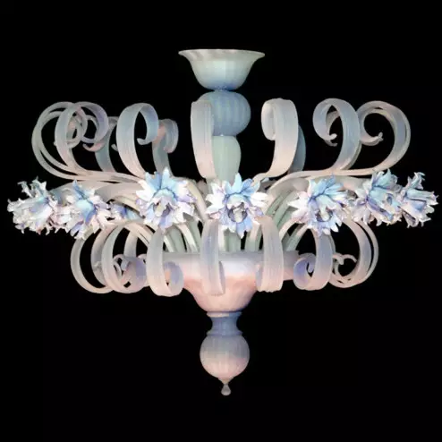 "Foglia Bianca" Murano glas deckenleuchte - 16 flammig - weiß