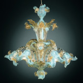 Vivaldi 6 lumières Murano chandelier - couleur opale or 