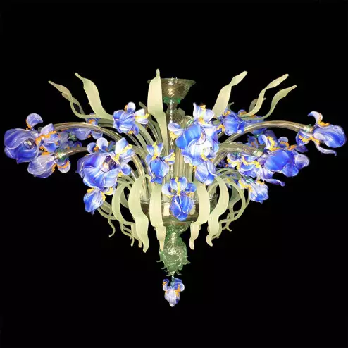 "Iris Blu" lampara de techo de Murano
