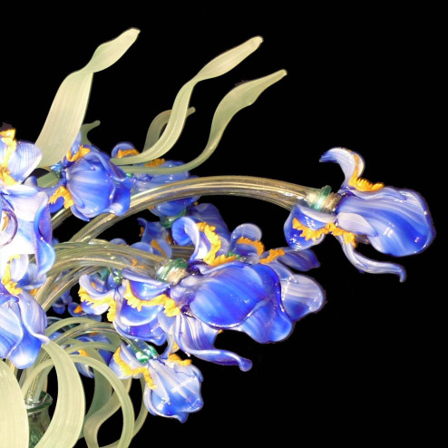 "Iris Blu" Murano glass ceiling light - 12 lights - multicolor