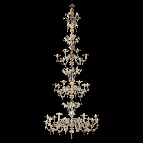 Bellini Murano glass chandelier -Transparent 24k gold color