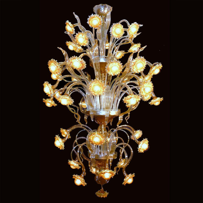 "Girasoli Luminosi" lampara de araña de Murano - 48 luces - ámbar
