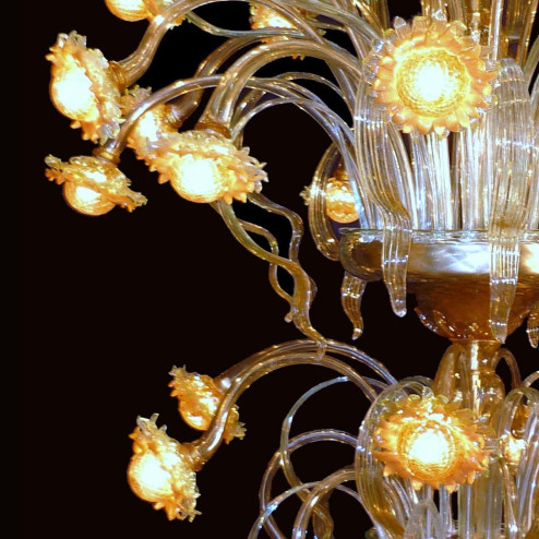"Girasoli Luminosi" Murano glass chandelier - 48 lights - amber