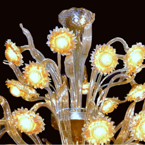"Girasoli Luminosi" lustre en cristal de Murano - 48 lumières - ambre