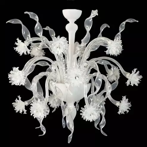 "Nastri" lampara de araña de Murano - 18 luces - blanco