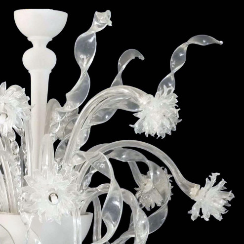 "Nastri" Murano glass chandelier  - 18 lights - white
