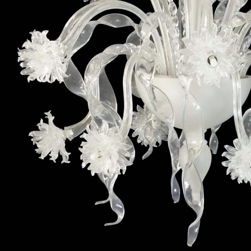 "Nastri" Murano glass chandelier  - 18 lights - white