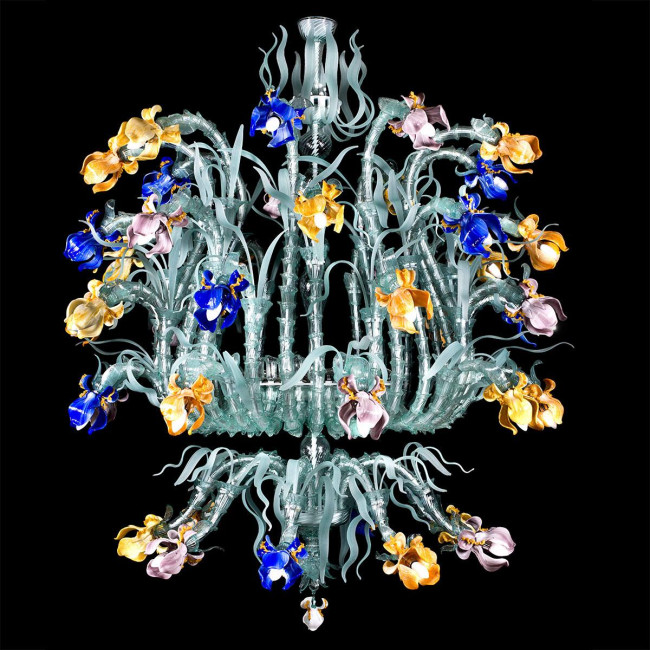"Gemma" Murano glass chandelier - 45 lights - multicolor