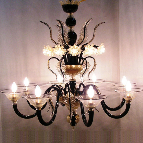 "Piramide" Murano glass chandelier - 8 lights - black