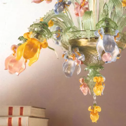"Verde Iris" Murano glass chandelier - 6 lights - green