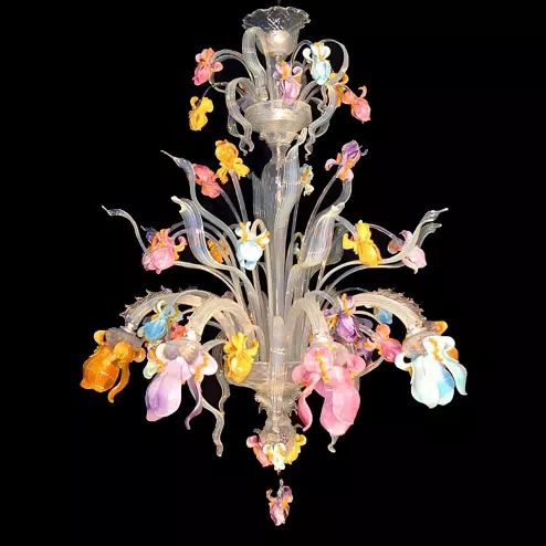 "Letizia" Murano glass chandelier - 8 lights - multicolor