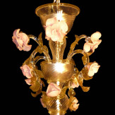 "Rosaspina" lampara de araña de Murano - 5 luces - ámbar