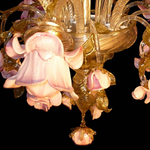 "Rosaspina" Murano glass chandelier - 5 lights - amber