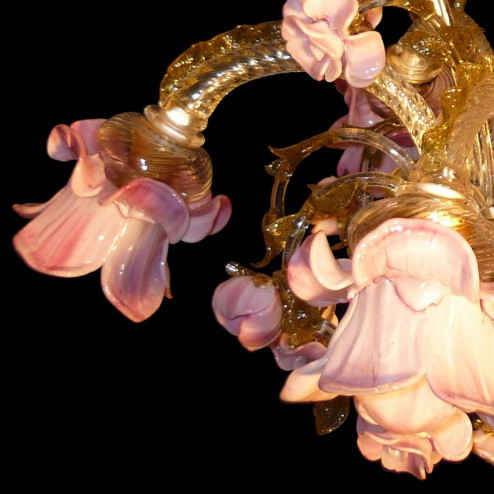"Rosaspina" Murano glass chandelier - 5 lights - amber