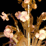 "Rosaspina" lustre en cristal de Murano - 5 lumières - ambre