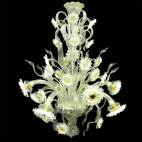 "Girasoli Bianchi" lampara de araña de Murano - 8 luces - blanco