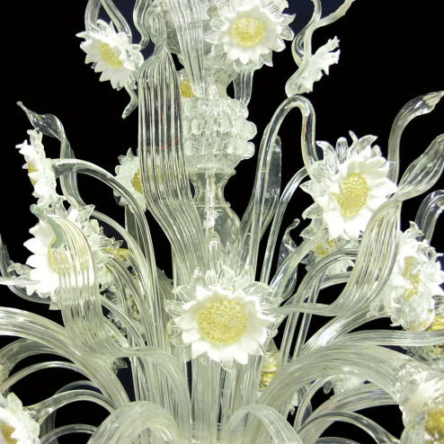 "Girasoli Bianchi" Murano glass chandelier - 8 lights - white
