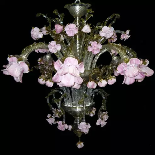 "Boccioli" Murano glass chandelier - 8 lights - transparent