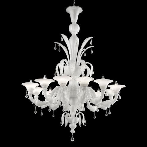 "Paradiso" white Murano glass chandelier
