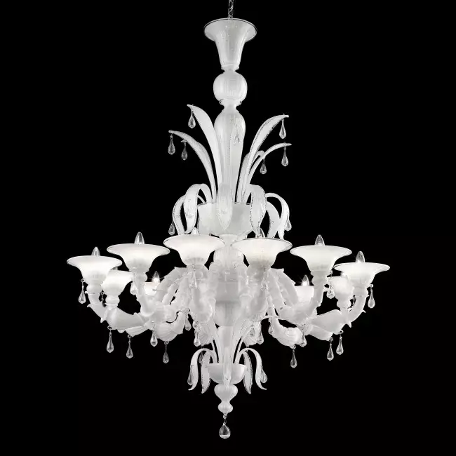 Paradiso 12 lights Murano chandelier - white silver color