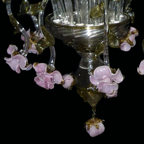 "Boccioli" lustre en cristal de Murano - 8 lumières - transparent