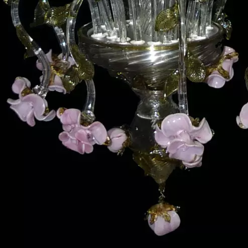 "Boccioli" Murano glass chandelier - 8 lights - transparent