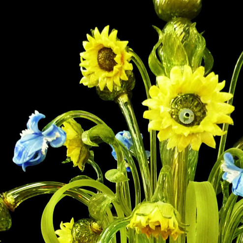 "Bouquet" lustre en cristal de Murano - 9 lumières - multicolor