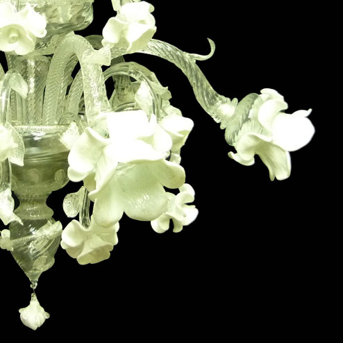 "Biancaspina" lustre en cristal de Murano - 6 lumières - blanc