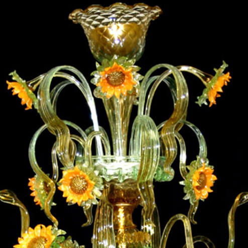 "Girasoli di Van Gogh" Murano glass chandelier - 8 lights - sunflowers yellow