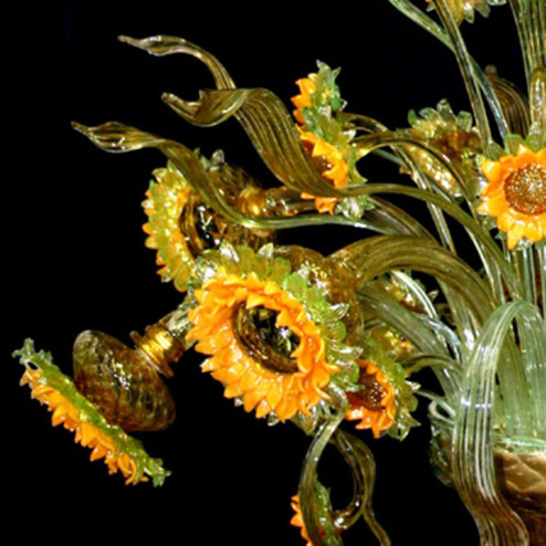 "Girasoli di Van Gogh" Murano glas Kronleuchter - 8 flammig - sonnenblumen gelb