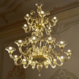 Goldoni 2 etages 12+6 lumieres lustre de Murano - couleur ambre