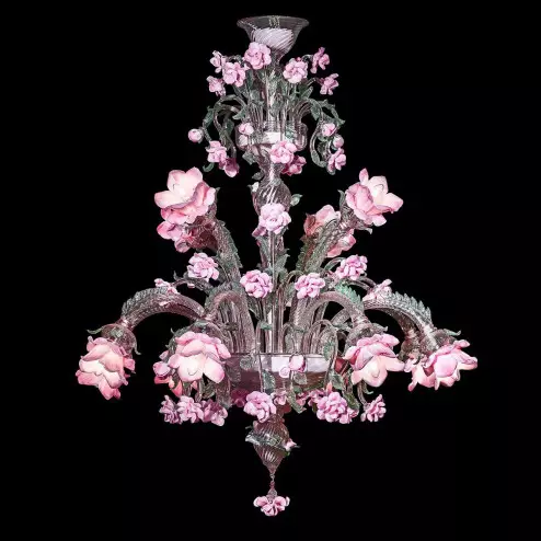 "Rosae" lampara de araña de Murano - 12 luces - rosa