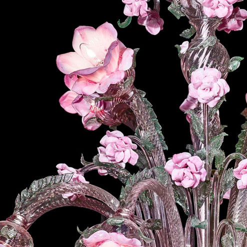 "Rosae" Murano glass chandelier - 12 lights - pink