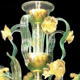 "Fiore d'acqua" lustre en cristal de Murano - 6 lumières - vert et or