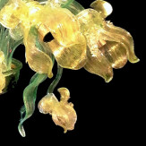 "Fiore d'acqua" lustre en cristal de Murano - 6 lumières - vert et or