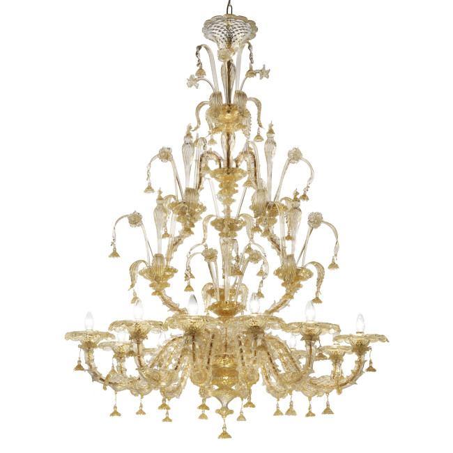 Magnifico 12 lights Murano chandelier entirely gold color