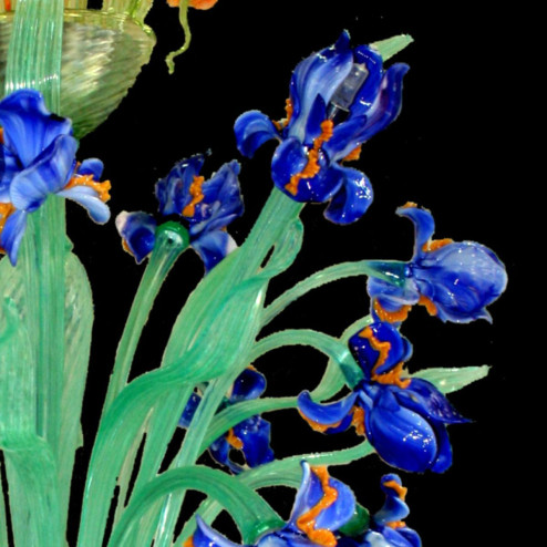 "Campo di Iris" lampara de araña de Murano - 12 luces - azul