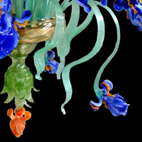 "Campo di Iris" lustre en cristal de Murano - 12 lumières - bleu