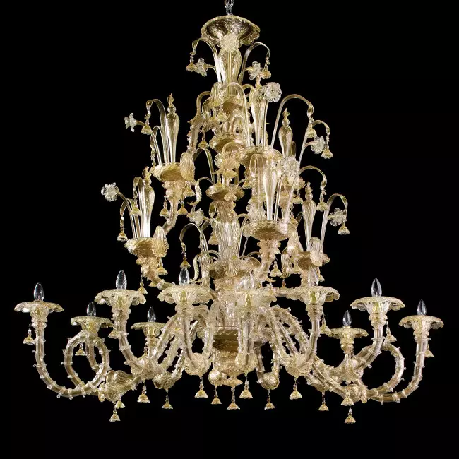 Magnifico 12 lights Murano chandelier - oval shape - gold color