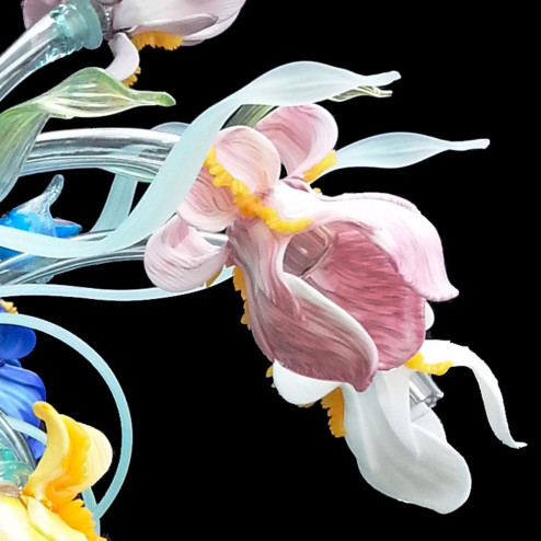 "Iris colorati" Murano glass ceiling light - 16 lights - multicolor