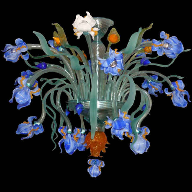 "Iris di Luce" lampara de techo de Murano - 16 luce - azul