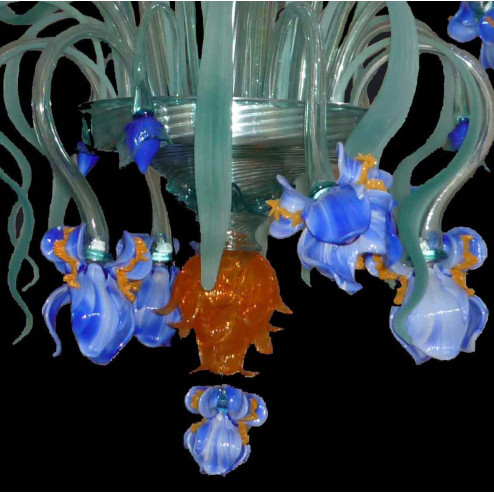 "Iris di Luce" Murano glass ceiling light - 16 lights - blue