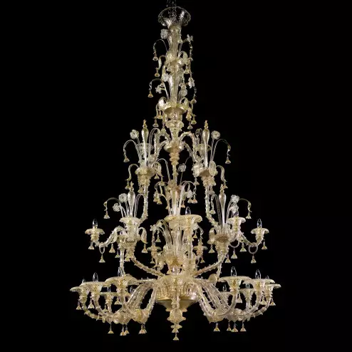 Magnifico 4 tiers 12+3+6+3 lights Murano chandelier with double crests