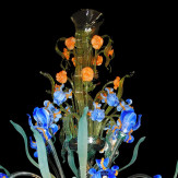 "Iris Blu" grand lustre Murano - 24 lumières - bleu